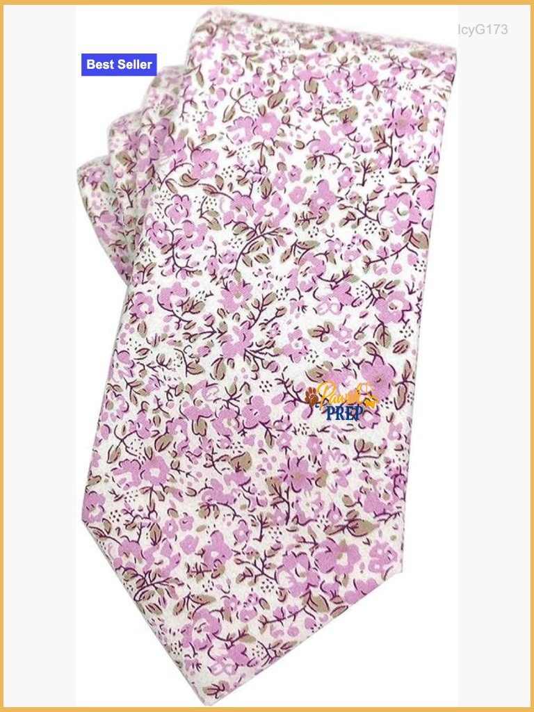 Men's Cotton Floral Printed Skinny Tie 58" Length Formal Accessory